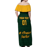 Custom South Africa Rugby Family Matching Off Shoulder Maxi Dress and Hawaiian Shirt Stronger Together Stronger Forever Bokke World Cup 2023 - Wonder Print Shop