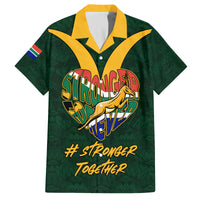 Custom South Africa Rugby Family Matching Off Shoulder Short Dress and Hawaiian Shirt Stronger Together Stronger Forever Bokke World Cup 2023 - Wonder Print Shop