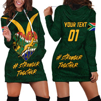 Custom South Africa Rugby Hoodie Dress Stronger Together Stronger Forever Bokke World Cup 2023 - Wonder Print Shop