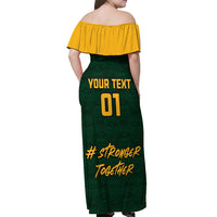Custom South Africa Rugby Off Shoulder Maxi Dress Stronger Together Stronger Forever Bokke World Cup 2023 - Wonder Print Shop