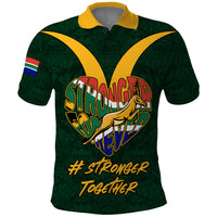 Custom South Africa Rugby Polo Shirt Stronger Together Stronger Forever Bokke World Cup 2023 - Wonder Print Shop