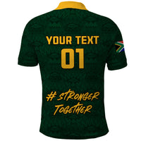 Custom South Africa Rugby Polo Shirt Stronger Together Stronger Forever Bokke World Cup 2023 - Wonder Print Shop