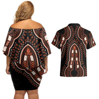African Dashiki Pattern Vintage Couples Matching Off Shoulder Short Dress and Hawaiian Shirt - Wonder Print Shop