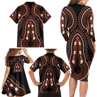 African Dashiki Pattern Vintage Family Matching Long Sleeve Bodycon Dress and Hawaiian Shirt - Wonder Print Shop