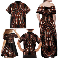 African Dashiki Pattern Vintage Family Matching Off Shoulder Maxi Dress and Hawaiian Shirt - Wonder Print Shop