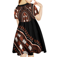 African Dashiki Pattern Vintage Kid Short Sleeve Dress - Wonder Print Shop