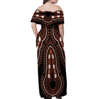 African Dashiki Pattern Vintage Off Shoulder Maxi Dress - Wonder Print Shop