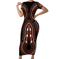 African Dashiki Pattern Vintage Short Sleeve Bodycon Dress - Wonder Print Shop