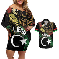 Personalized Libya Couples Matching Off Shoulder Short Dress and Hawaiian Shirt White Star And Crescent - Wonder Print Shop