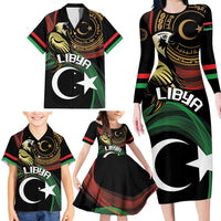 Personalized Libya Family Matching Long Sleeve Bodycon Dress and Hawaiian Shirt White Star And Crescent - Wonder Print Shop