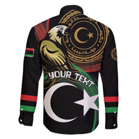 Personalized Libya Family Matching Off The Shoulder Long Sleeve Dress and Hawaiian Shirt White Star And Crescent - Wonder Print Shop