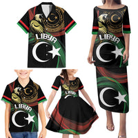 Personalized Libya Family Matching Puletasi and Hawaiian Shirt White Star And Crescent - Wonder Print Shop