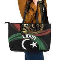 Libya Leather Tote Bag White Star And Crescent - Wonder Print Shop