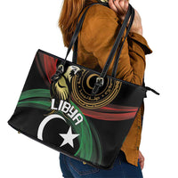 Libya Leather Tote Bag White Star And Crescent - Wonder Print Shop