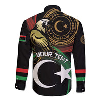 Personalized Libya Long Sleeve Button Shirt White Star And Crescent - Wonder Print Shop