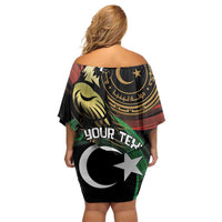 Personalized Libya Off Shoulder Short Dress White Star And Crescent - Wonder Print Shop