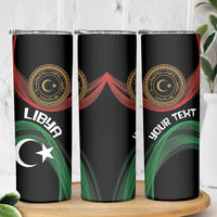 Personalized Libya Skinny Tumbler White Star And Crescent - Wonder Print Shop