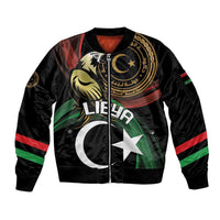 Personalized Libya Sleeve Zip Bomber Jacket White Star And Crescent - Wonder Print Shop