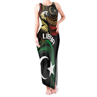 Personalized Libya Tank Maxi Dress White Star And Crescent - Wonder Print Shop