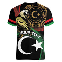 Personalized Libya Women V-Neck T-Shirt White Star And Crescent - Wonder Print Shop