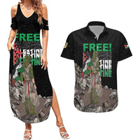 Free Palestine Couples Matching Summer Maxi Dress and Hawaiian Shirt Eagle of Saladin - Wonder Print Shop