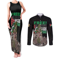 Free Palestine Couples Matching Tank Maxi Dress and Long Sleeve Button Shirt Eagle of Saladin - Wonder Print Shop
