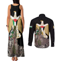 Free Palestine Couples Matching Tank Maxi Dress and Long Sleeve Button Shirt Eagle of Saladin - Wonder Print Shop