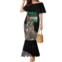 Free Palestine Family Matching Mermaid Dress and Hawaiian Shirt Eagle of Saladin - Wonder Print Shop