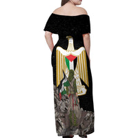 Free Palestine Family Matching Off Shoulder Maxi Dress and Hawaiian Shirt Eagle of Saladin - Wonder Print Shop