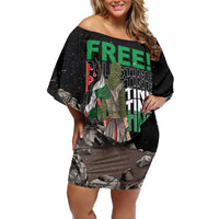 Free Palestine Family Matching Off Shoulder Short Dress and Hawaiian Shirt Eagle of Saladin - Wonder Print Shop