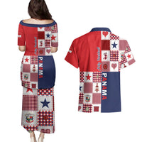 Panama Christmas Feliz Navidad Couples Matching Puletasi and Hawaiian Shirt Coquette Bow Style - Wonder Print Shop