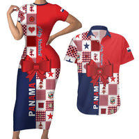 Panama Christmas Feliz Navidad Couples Matching Short Sleeve Bodycon Dress and Hawaiian Shirt Coquette Bow Style - Wonder Print Shop
