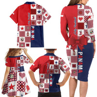 Panama Christmas Feliz Navidad Family Matching Long Sleeve Bodycon Dress and Hawaiian Shirt Coquette Bow Style - Wonder Print Shop