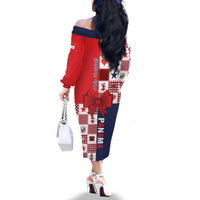 Panama Christmas Feliz Navidad Family Matching Off The Shoulder Long Sleeve Dress and Hawaiian Shirt Coquette Bow Style - Wonder Print Shop