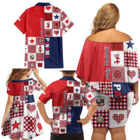 Panama Christmas Feliz Navidad Family Matching Off Shoulder Short Dress and Hawaiian Shirt Coquette Bow Style - Wonder Print Shop