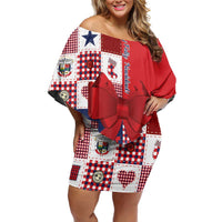 Panama Christmas Feliz Navidad Family Matching Off Shoulder Short Dress and Hawaiian Shirt Coquette Bow Style - Wonder Print Shop