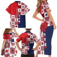 Panama Christmas Feliz Navidad Family Matching Short Sleeve Bodycon Dress and Hawaiian Shirt Coquette Bow Style - Wonder Print Shop