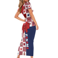 Panama Christmas Feliz Navidad Family Matching Short Sleeve Bodycon Dress and Hawaiian Shirt Coquette Bow Style - Wonder Print Shop