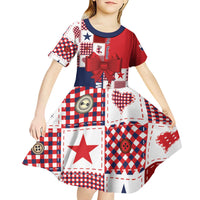 Panama Christmas Feliz Navidad Kid Short Sleeve Dress Coquette Bow Style - Wonder Print Shop