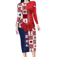 Panama Christmas Feliz Navidad Long Sleeve Bodycon Dress Coquette Bow Style - Wonder Print Shop