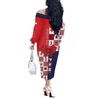 Panama Christmas Feliz Navidad Off The Shoulder Long Sleeve Dress Coquette Bow Style - Wonder Print Shop