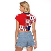 Panama Christmas Feliz Navidad Raglan Cropped T Shirt Coquette Bow Style - Wonder Print Shop