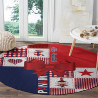 Panama Christmas Feliz Navidad Round Carpet Coquette Bow Style