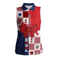 Panama Christmas Feliz Navidad Women Sleeveless Polo Shirt Coquette Bow Style - Wonder Print Shop