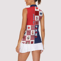 Panama Christmas Feliz Navidad Women Sleeveless Polo Shirt Coquette Bow Style - Wonder Print Shop