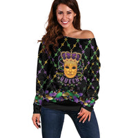Mardi Gras King Off Shoulder Sweater Let the Good Times Roll - Wonder Print Shop