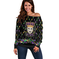 Mardi Gras Queen Off Shoulder Sweater Let the Good Times Roll - Wonder Print Shop