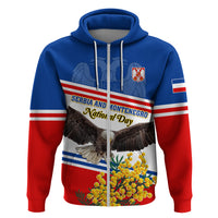Serbia and Montenegro National Day Hoodie Eagle With Mimosa Flower - Wonder Print Shop