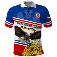 Serbia and Montenegro National Day Polo Shirt Eagle With Mimosa Flower - Wonder Print Shop