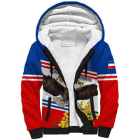 Serbia and Montenegro National Day Sherpa Hoodie Eagle With Mimosa Flower - Wonder Print Shop